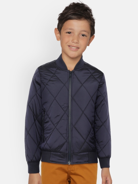 

Indian Terrain Boys Navy Blue Solid Insulator Quilted Jacket