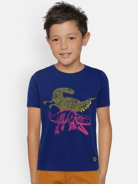 

Indian Terrain Boys Blue Printed Round Neck T-shirt