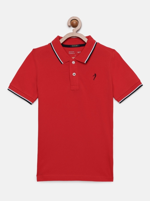 

Indian Terrain Boys Red Solid Polo Collar T-shirt