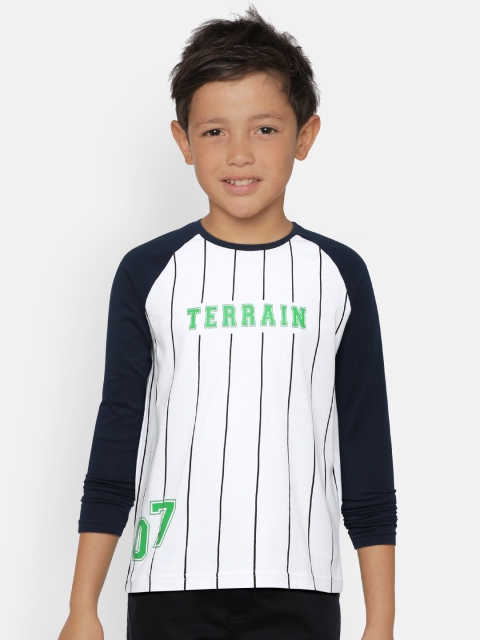 

Indian Terrain Boys White Striped Round Neck T-shirt