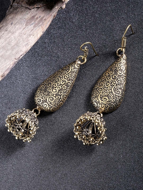 

Priyaasi Antique Gold Plated German Silver Dome Shaped Jhumkas