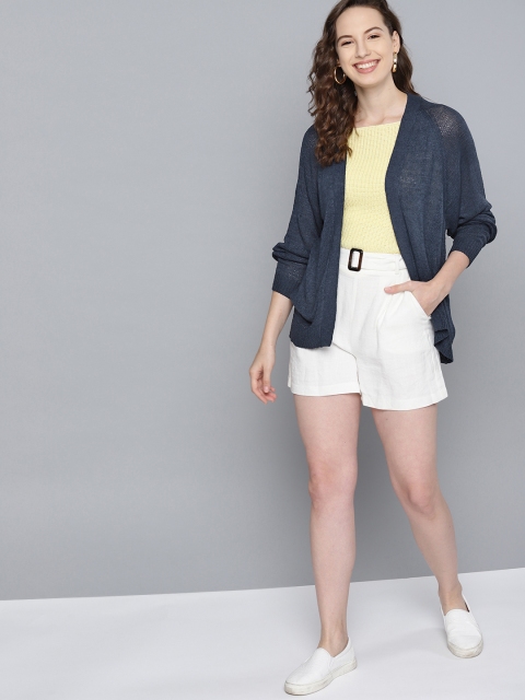 

Mast & Harbour Women Navy Blue Solid Front Open Sweater