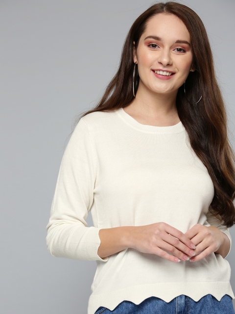 

Mast & Harbour Women Off-White Solid Sweater