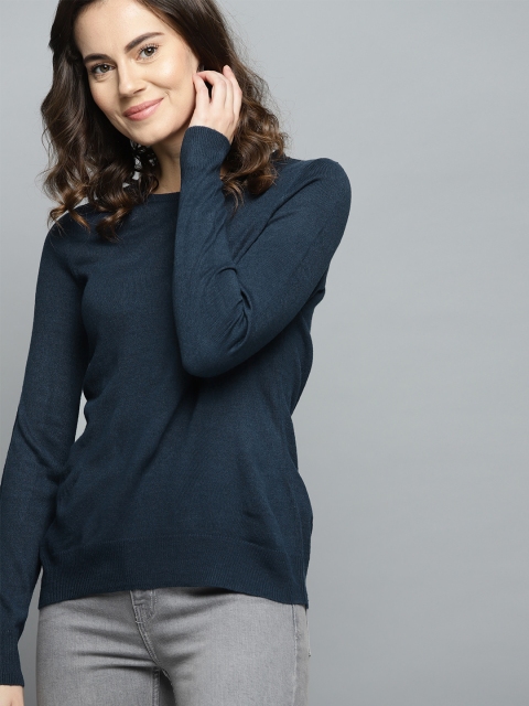 

Mast & Harbour Women Navy Blue Solid Sweater