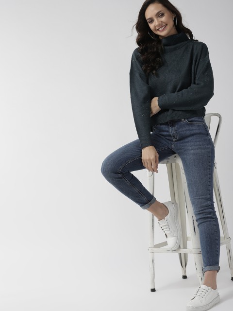 

Mast & Harbour Women Navy Blue Solid Sweater