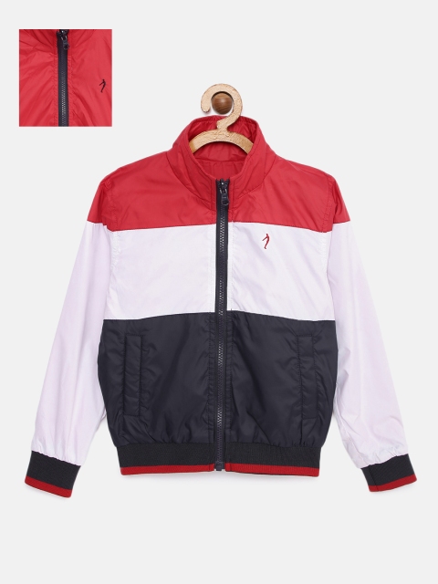 

Indian Terrain Boys Red & White Colourblocked Reversible Bomber