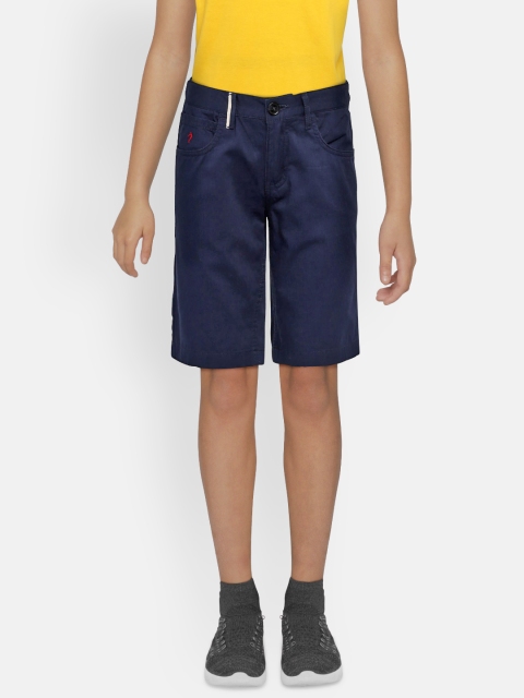 Boys Blue Solid Regular Fit Regular Shorts