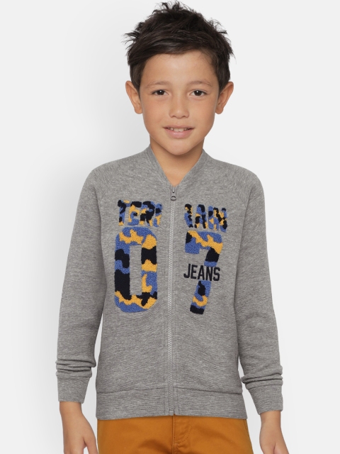 

Indian Terrain Boys Grey Melange Printed Sweatshirt