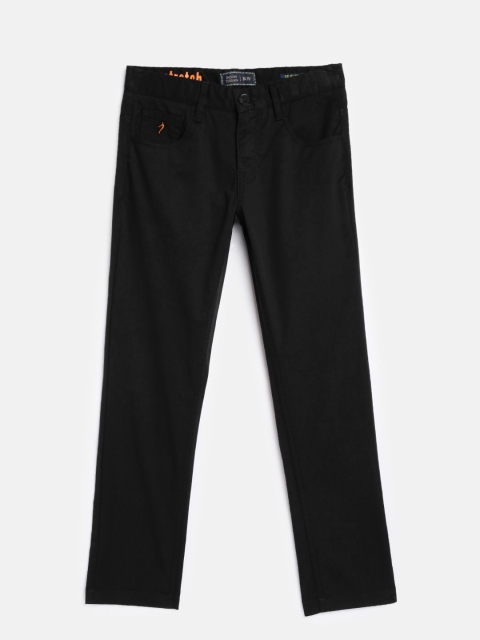 

Indian Terrain Boys Black Regular Fit Solid Regular Trousers