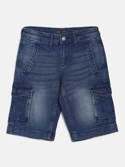 

Indian Terrain Boys Blue Solid Regular Fit Denim Shorts