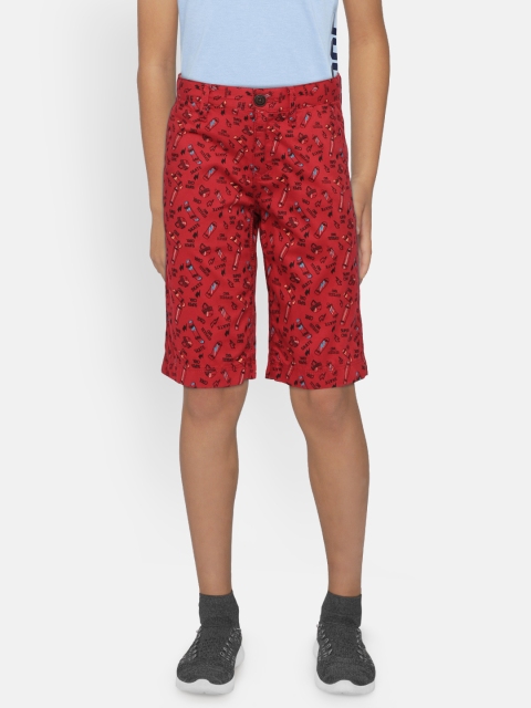 

Indian Terrain Boys Red Printed Regular Fit Chino Shorts