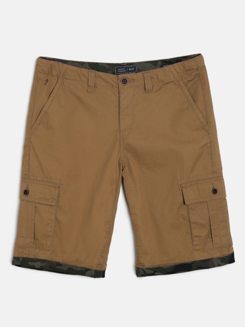 

Indian Terrain Boys Brown Solid Regular Fit Cargo Shorts