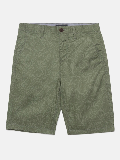 

Indian Terrain Boys Olive Green Printed Regular Fit Chino Shorts