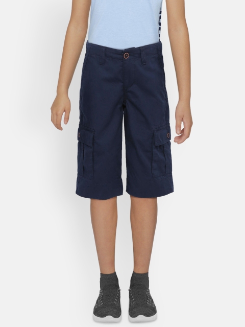 

Indian Terrain Boys Blue Solid Regular Fit Cargo Shorts