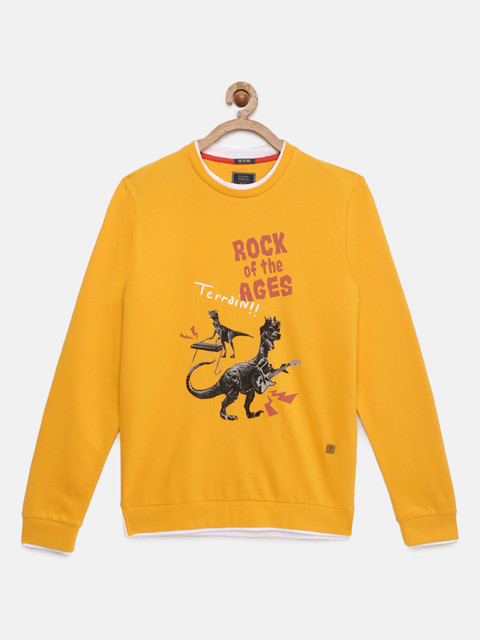 

Indian Terrain Boys Yellow Printed Sweatshirt