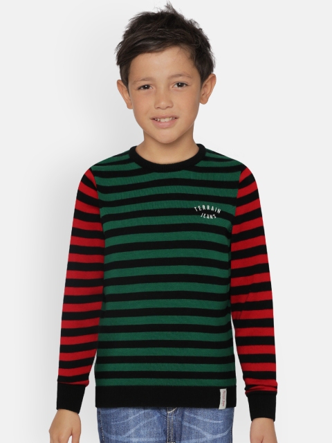 

Indian Terrain Boys Green & Red Striped Sweater