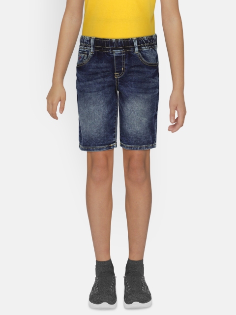 

Indian Terrain Boys Blue Solid Regular Fit Denim Shorts