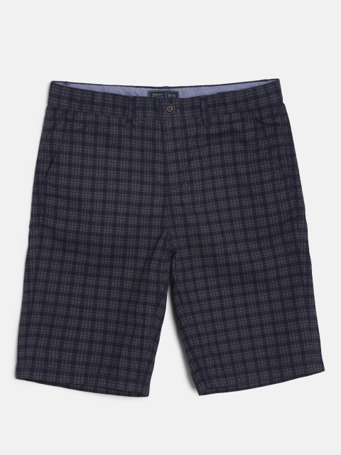 

Indian Terrain Boys Blue & Grey Checked Regular Shorts