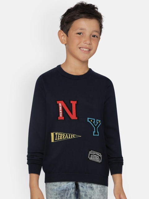 

Indian Terrain Boys Navy Blue Printed Sweater