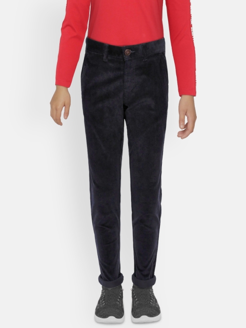 

Indian Terrain Boys Navy Blue Regular Fit Solid Corduroy Trousers
