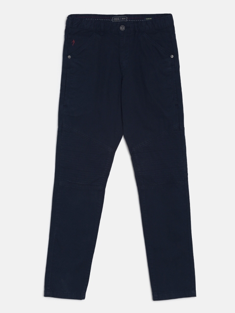 

Indian Terrain Boys Navy Blue Regular Fit Solid Trousers