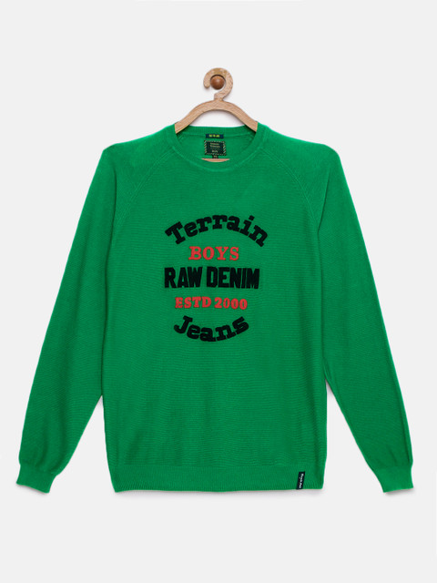 

Indian Terrain Boys Green Printed Pullover Sweater