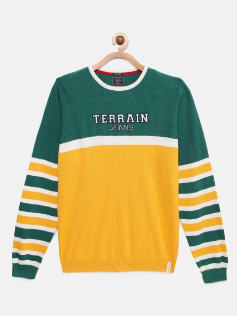 

Indian Terrain Boys Green Colourblocked Pullover Sweater