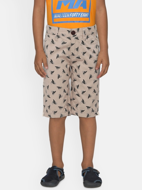 

Indian Terrain Boys Beige Printed Regular Shorts