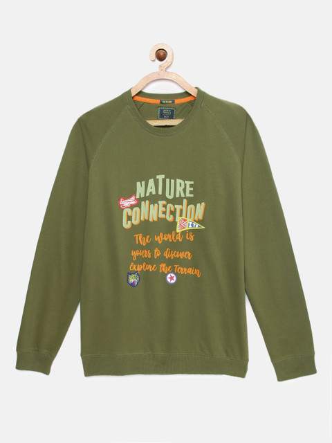 

Indian Terrain Boys Olive Green Printed Sweatshirt