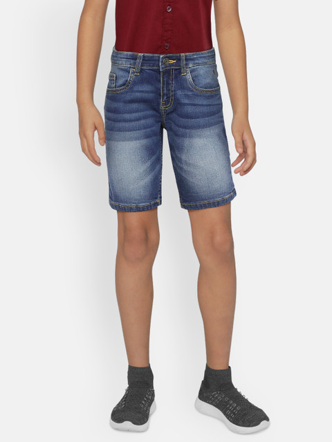 

Indian Terrain Boys Navy Blue Solid Regular Fit Denim Shorts