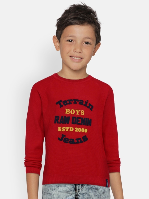 

Indian Terrain Boys Red Self Design Sweater