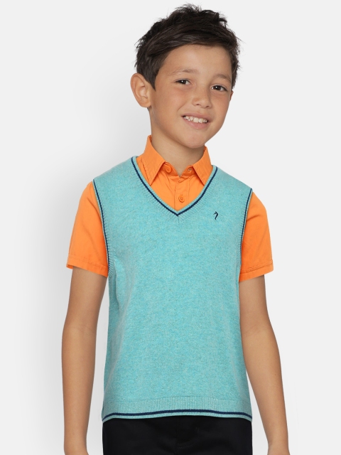 

Indian Terrain Boys Turquoise Blue Solid Sweater