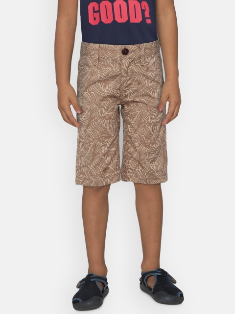 

Indian Terrain Boys Khaki Brown Printed Regular Fit Shorts