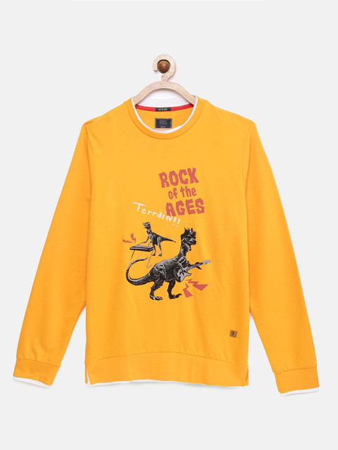 

Indian Terrain Boys Yellow Printed Sweatshirt