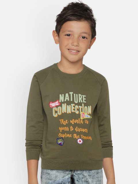 

Indian Terrain Boys Green Printed Sweatshirt