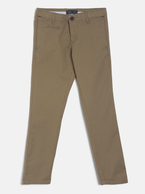 

Indian Terrain Boys Brown Regular Fit Self Design Trousers