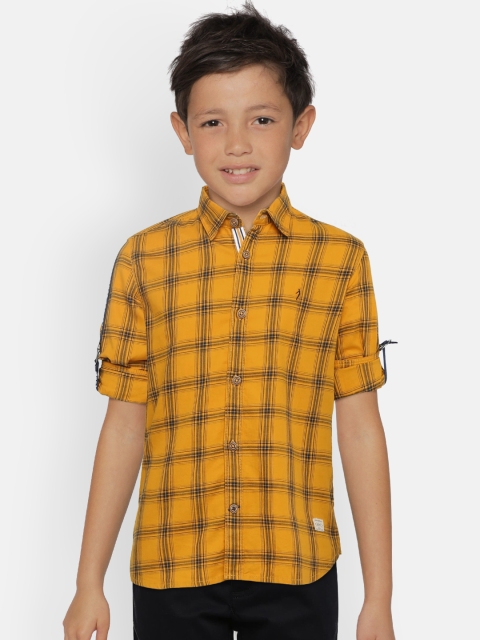 

Indian Terrain Boys Yellow Regular Fit Checked Casual Shirt
