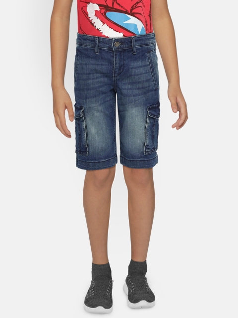 

Indian Terrain Boys Blue Solid Regular Fit Denim Shorts