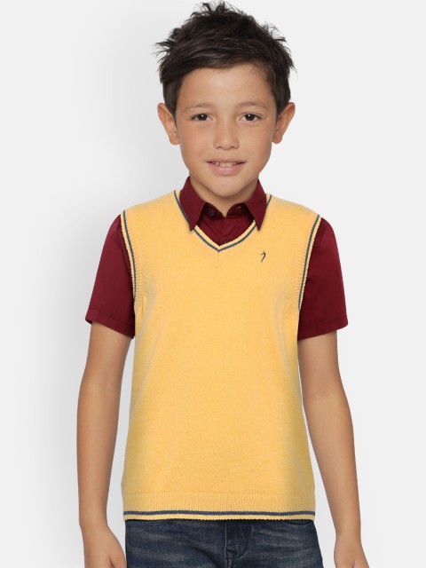 

Indian Terrain Boys Yellow Solid Sweater Vest