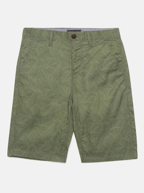 

Indian Terrain Boys Olive Green Printed Regular Fit Chino Shorts