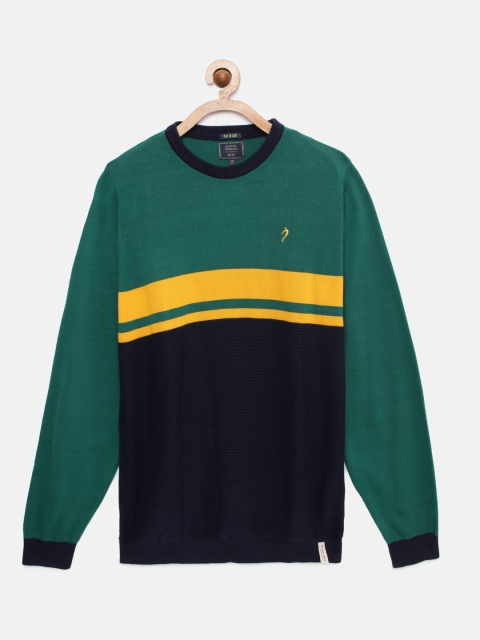 

Indian Terrain Boys Green Colourblocked Pullover Sweater