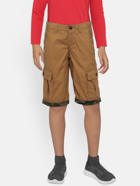 

Indian Terrain Boys Brown Solid Regular Fit Cargo Shorts