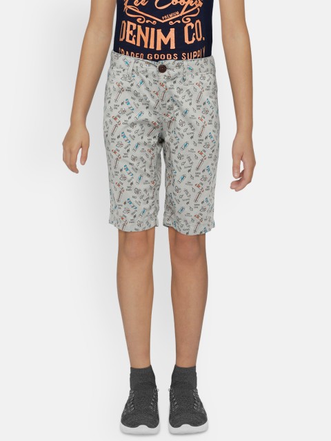 

Indian Terrain Boys Grey Printed Regular Fit Chino Shorts