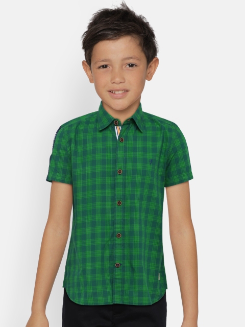 

Indian Terrain Boys Green Regular Fit Checked Casual Shirt