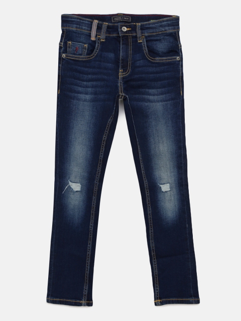 

Indian Terrain Boys Navy Blue Regular Fit Mid-Rise Mildly Distressed Stretchable Jeans