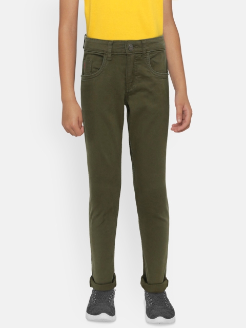 

Indian Terrain Boys Olive Green Regular Fit Mid-Rise Clean Look Stretchable Jeans