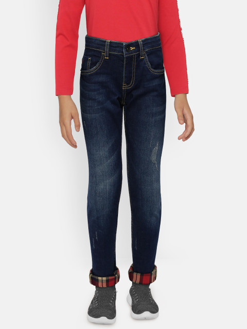 

Indian Terrain Boys Navy Blue Regular Fit Mid-Rise Mildly Distressed Jeans