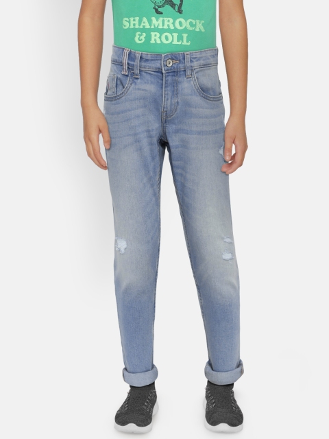 

Indian Terrain Boys Blue Regular Fit Mid-Rise Low Distress Stretchable Jeans