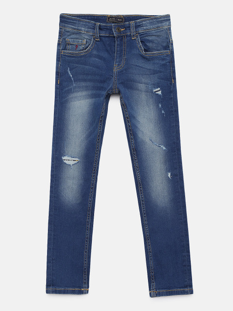 

Indian Terrain Boys Blue Regular Fit Mid-Rise Mildly Distressed Jeans