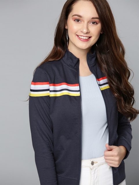 

Mast & Harbour Women Navy Blue Solid Sweatshirt